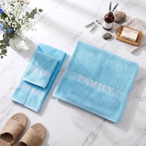 Hahafelt Decorative Bathroom Towel Set, Sky Blue