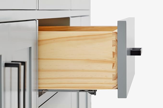 ARIEL Hepburn 66-inch Bathroom Vanity with Sink,Solid Wood, 1.5-inch Pure White Quartz Countertop & Backsplash, Double Rectangular Porcelain Sink, 4 Soft Closing Doors, 6 Dovetail Drawers, Grey