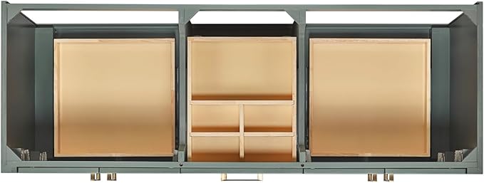 ARIEL Loren 60-inch Bathroom Vanity with Sink,Solid Wood, 1.5-inch Italian Carrara Marble Countertop, Double Rectangular Porcelain Sink, 4 Soft Closing Doors, 3 Dovetail Drawers, Black