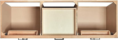 ARIEL Hepburn 66-inch Bathroom Vanity with Sink,Solid Wood, 1.5-inch Italian Carrara Marble Countertop & Backsplash, Double Oval Porcelain Sink, 4 Soft Closing Doors, 6 Dovetail Drawers, White Oak