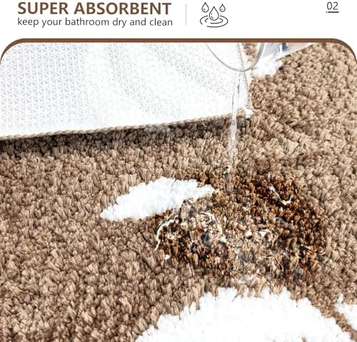 APROPHIC Fall Pumpkin Bath Mats for Bathroom, Thanksgving Super Absorbent Non-Slip Microfiber Shaggy Bath Rugs, Autumn Bathroom Mat for Shower, Tub, Sink, Machine Washable, 17x24 in, Light Brown