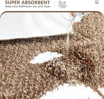 APROPHIC Fall Pumpkin Bath Mats for Bathroom, Thanksgving Super Absorbent Non-Slip Microfiber Shaggy Bath Rugs, Autumn Bathroom Mat for Shower, Tub, Sink, Machine Washable, 17x24 in, Light Brown