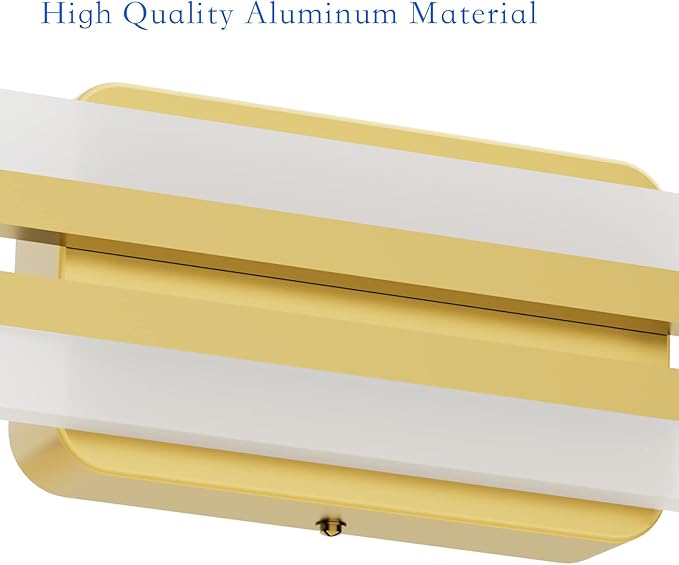 Ralbay 48" Gold Vanity Lights 48W Frosted Aluminum Modern LED Gold Bathroom Vanity Light Fixtures Over Long Mirror Modern Gold Bath Lighting 6000K White Light
