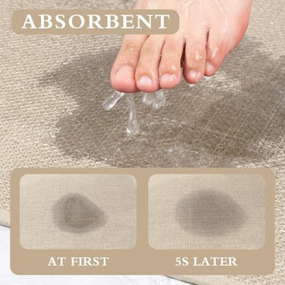 YIHOUSE Bathroom Rugs Thin Bath Mat Sets 5 Pieces Quick Dry,Beige