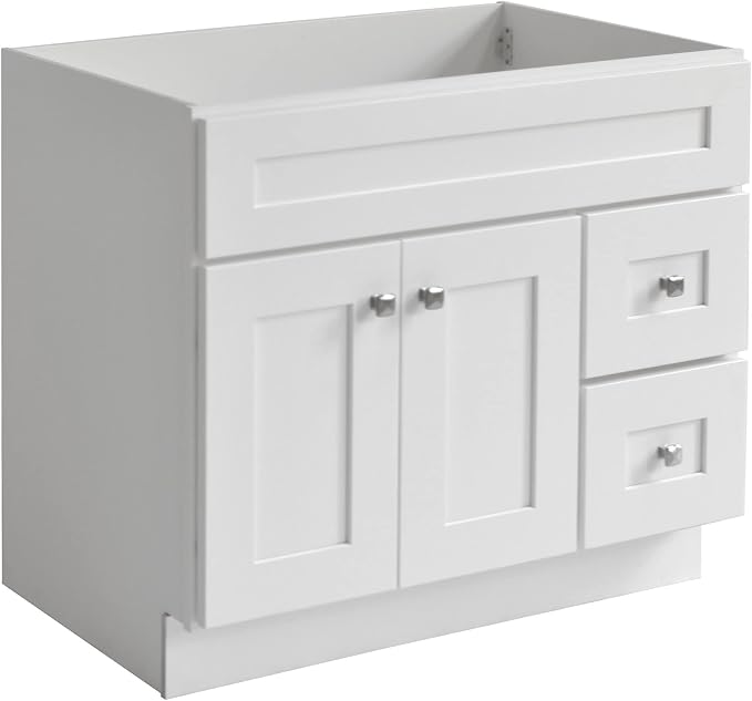 Design House Brookings Bathroom Vanity, 36", White | Adjustable Hinges, Freestanding, Contemporary/Modern, Wood, Bath, 586958