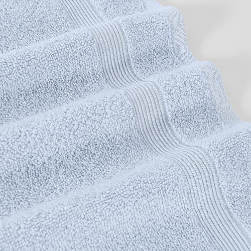 Modern Threads Otis 6-Piece 100% Cotton Towel Set – Zero Twist Jacquard Chevron – Includes 2 Bath Towels, 2 Hand Towels, 2 Washcloths – Absorbent, Quick Dry, Soft & Durable – Light Blue