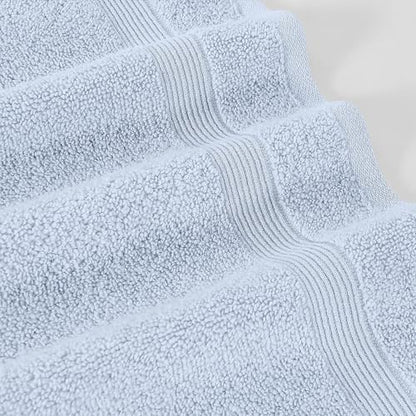 Modern Threads Otis 6-Piece 100% Cotton Towel Set – Zero Twist Jacquard Chevron – Includes 2 Bath Towels, 2 Hand Towels, 2 Washcloths – Absorbent, Quick Dry, Soft & Durable – Light Blue