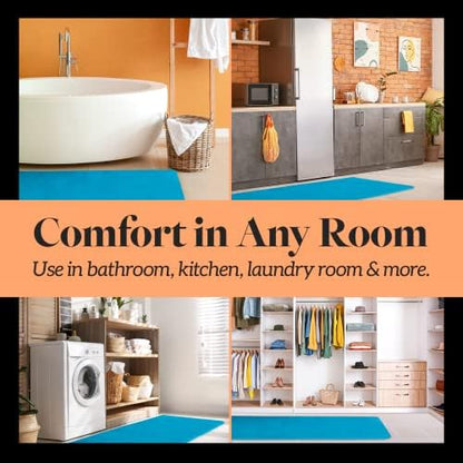Memory Foam Bath Mat Non Slip Absorbent Super Cozy Velvet Bathroom Rug Carpet (24 inches X 48 inches, Caribbean Sea)