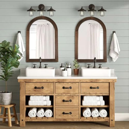LOSOUR 2 Pack 24" x 36" Arched Mirror, Farmhouse Decor Solid Wood Frame Bathroom Mirrors, Vintage Mirror for Bathroom, Living Room,Bedroom, Entryway, Hallway,Foyer (Coffee, 2 Pack-36" x 24")