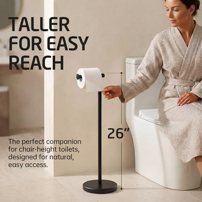 KES 26" H Black Toilet Paper Holder Stand with Weighted Base