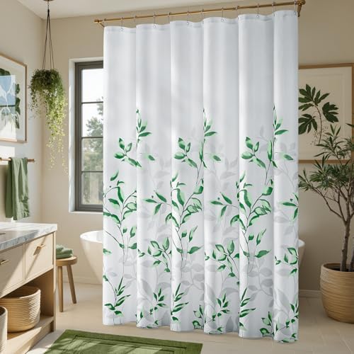 HOMEIDEAS Green Botanical Shower Curtain 71×74 Inches