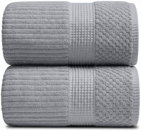 Springtree Home Oversized Bath Towel Set | 2-Pack | 100% Cotton | Gray