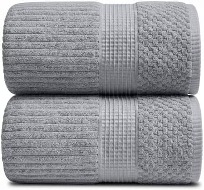 Springtree Home Oversized Bath Towel Set | 2-Pack | 100% Cotton | Gray