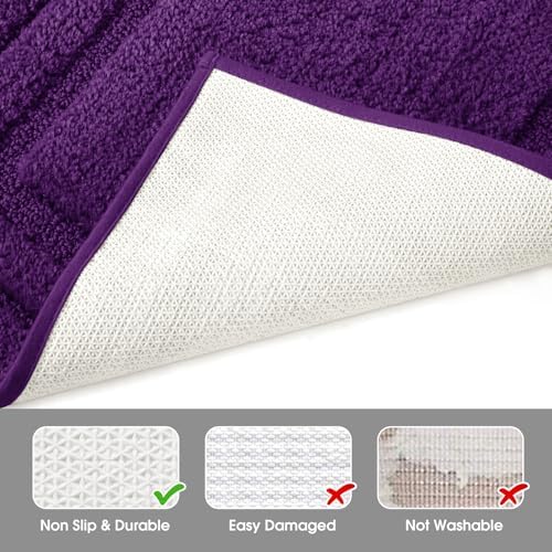 HOMEIDEAS Bathroom Rugs Sets 2 Piece, Super Soft Non Slip Bath Mat Purple