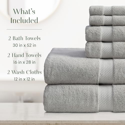 Springtree Home 100% Cotton Luxury Hotel Bath Towel Set | 6-Piece Set Grey