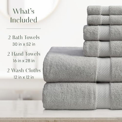 Springtree Home 100% Cotton Luxury Hotel Bath Towel Set | 6-Piece Set Grey