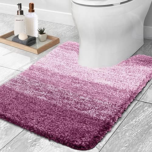 OLANLY Luxury Toilet Rugs U-Shaped 24x24, Soft Absorbent Microfiber Mat