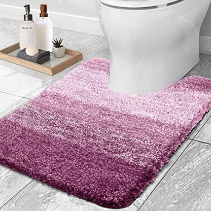 OLANLY Luxury Toilet Rugs U-Shaped 24x24, Soft Absorbent Microfiber Mat