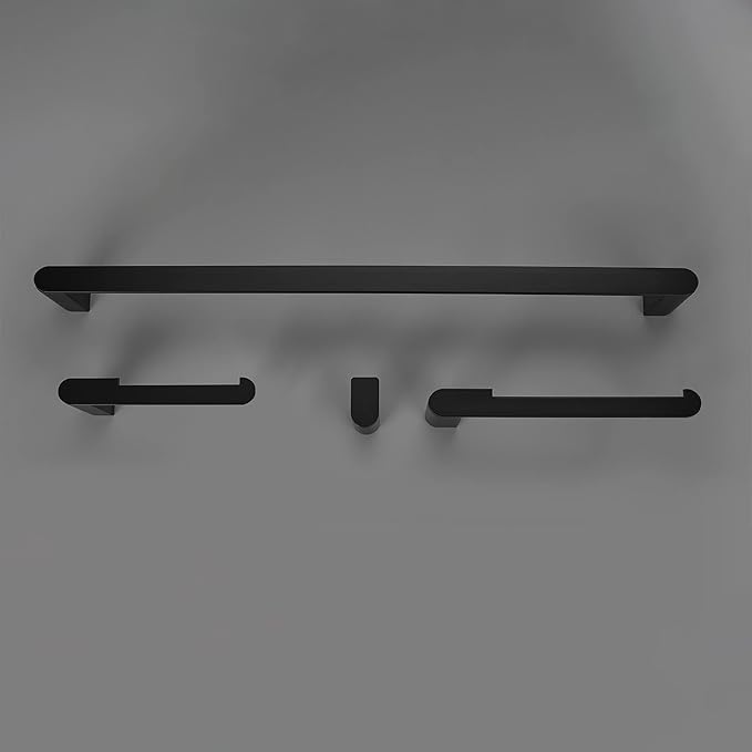 Globe Electric 63000010 4-Piece Bathroom Hardware Accessory Kit, Matte Black, Towel Bar, Toilet Paper Holder, Towel Ring, Robe Hook, Home Decor, Bathroom Set, Kitchen Décor, Design Essentials