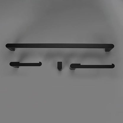 Globe Electric 63000010 4-Piece Bathroom Hardware Accessory Kit, Matte Black, Towel Bar, Toilet Paper Holder, Towel Ring, Robe Hook, Home Decor, Bathroom Set, Kitchen Décor, Design Essentials