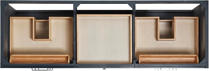 ARIEL Monroe 66-inch Bathroom Vanity with Sink,Solid Wood, 1.5-inch Carrara White Quartz Countertop & Backsplash, Double Oval Porcelain Sink, 9 Dovetail Drawers, Brushed Nickel, Midnight Blue