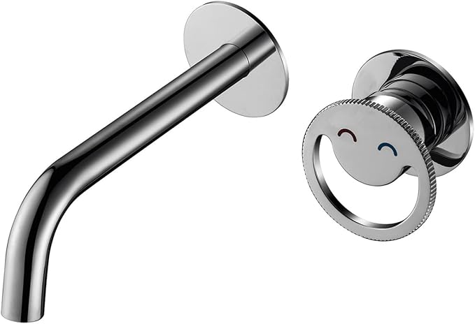 BiaoTeng Concealed Faucet for Bathroom Sink Wall Mount Hot and Cold Faucets for Bathroom Sinks Brass Brushed Silver