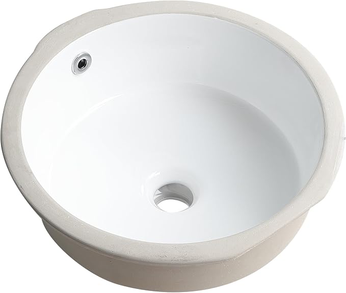 Undermount Bathroom Sink 16 Inch Small Verticyl Round Undermount Sink White Ceramic Under Counter Bathroom Vanity Sinks with Overflow（Internal Size 14"x14"）