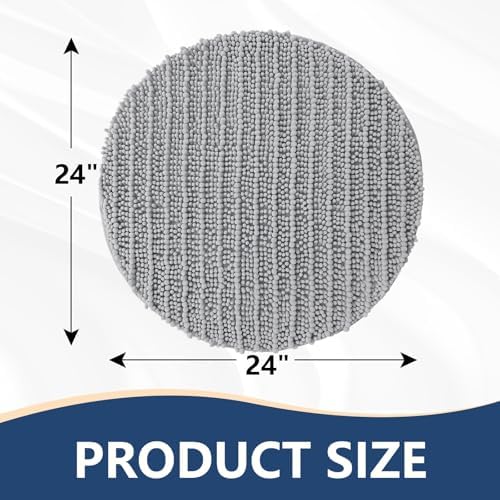 Arotive Round Bathroom Rugs 24x24, Soft Absorbent Chenille Shaggy Bath Mat