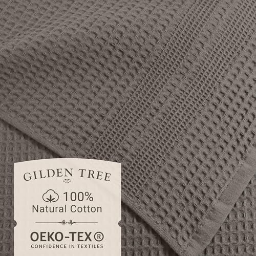 GILDEN TREE Waffle Bath Sheet Large Bath Towels Quick Dry Thin Body Towels, 40x80 Oversized Bath Towels for Adults, Classic Style (Stone Greige)