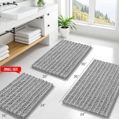 Smiry Bathroom Rugs 70X24, Extra Soft Rubber Backing Chenille Bath Mats