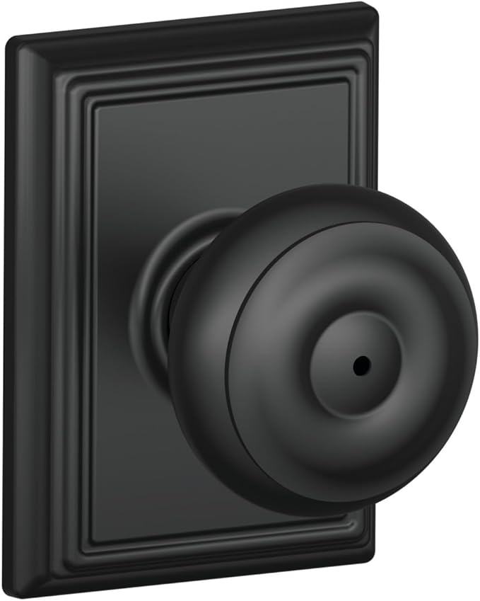 Schlage F40 GEO 622 ADD Georgian Door Knob with Addison Trim, Bed & Bath Privacy Lock, Matte Black