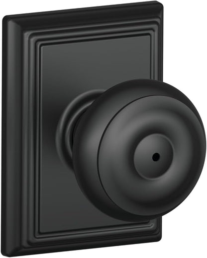Schlage F40 GEO 622 ADD Georgian Door Knob with Addison Trim, Bed & Bath Privacy Lock, Matte Black