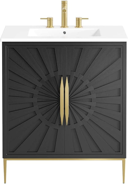 Modway Awaken Bathroom Vanity Cabinet, 30", White Black