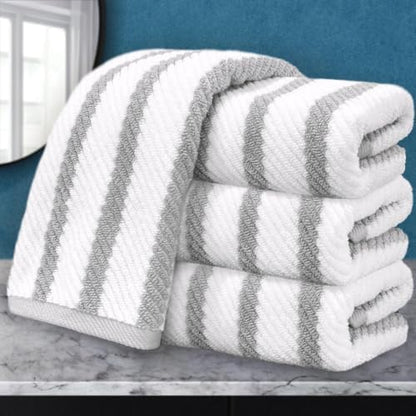 VOOVA & MOVAS Bathroom Hand Towels 4PC, 100% Cotton, 18x28 in, Gray White