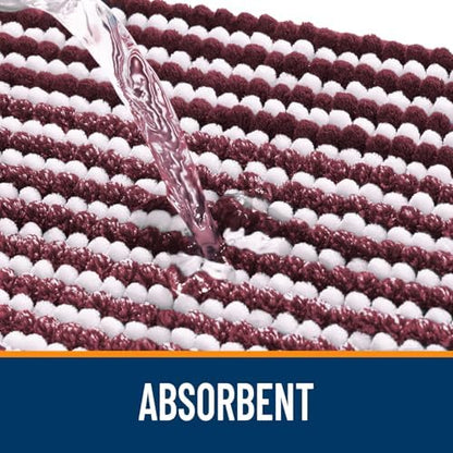 OLANLY Bathroom Runner Rugs 70x24, Chenille Striped Bath Rugs, Burgundy
