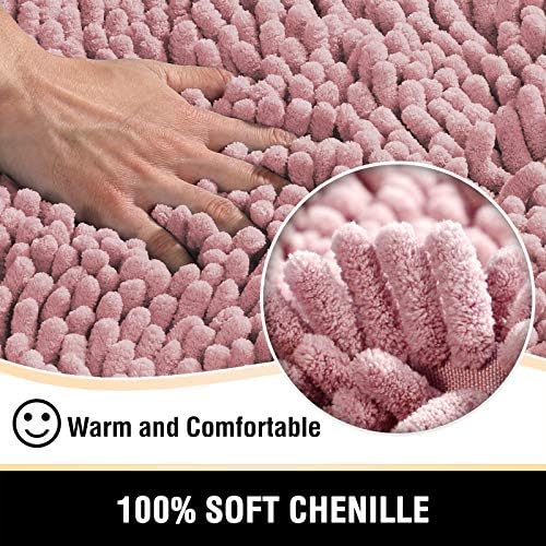 H.VERSAILTEX Bathroom Rugs Bath Mats Non Slip Luxury Chenille Bathroom Runner Rug 24x47 Extra Soft and Absorbent Shaggy Rugs Washable Dry Fast Area Carpet Mats, Tub - Coral Pink