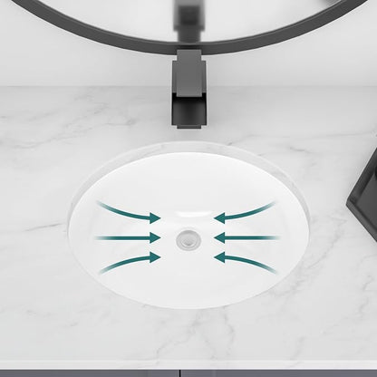 Undermount Bathroom Sink, 18''x15'' Oval Undermount Bathroom Sink White Porcelain Ceramic Bathroom Vessel Sink Under Counter Vanity Sink Bowl Lavatory Basin, inner dimension 16" x 13"