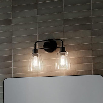 Kichler, Meller 15.25 Inch 2 Light Vanity Light with Clear Glass in Brushed Nickel, 55101NI