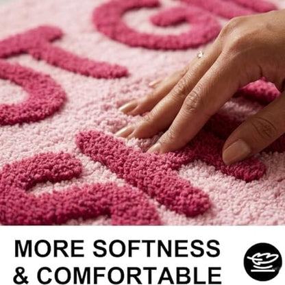 Hot Girl Shower Pink Bath Mat, Cute Tufted Bathroom Rug 30''x20''