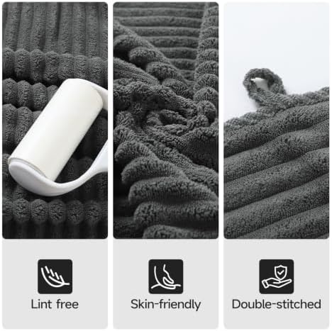 REDKISS Charcoal Gray Bath Towels Set 6 Piece - Microfiber Bathroom Towels of 6 Large, Highly Absorbent Bath Towel, Soft Shower Towel for Bathroom, 2 Bath Sheet 2 Hand Towel 2 Washcloths