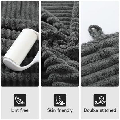 REDKISS Charcoal Gray Bath Towels Set 6 Piece - Microfiber Bathroom Towels of 6 Large, Highly Absorbent Bath Towel, Soft Shower Towel for Bathroom, 2 Bath Sheet 2 Hand Towel 2 Washcloths