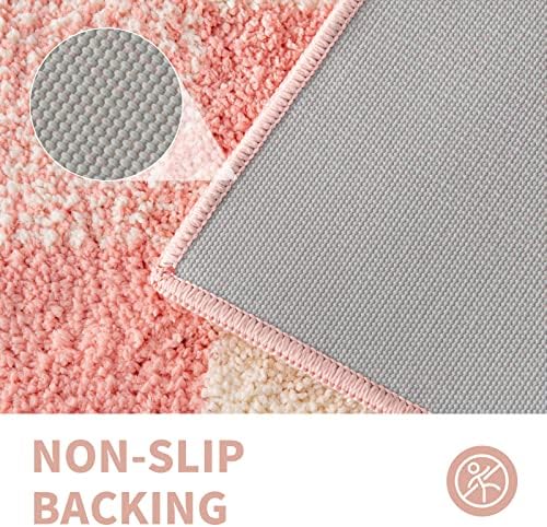 CozeCube Blossom Pink Checkered Bath Mat 36"x24" Non Slip Washable Rug