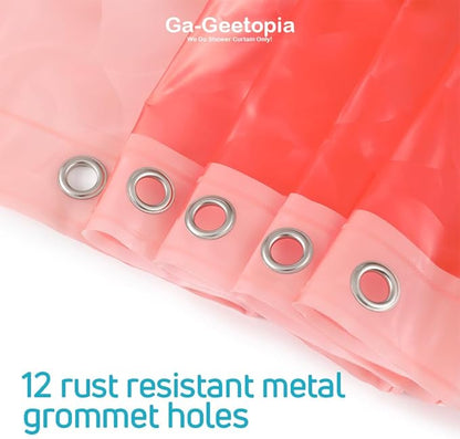 Ga-Geetopia EVA 3D Coral Pearl Water Cube Plastic Shower Curtain Liner - Premium Light Weight 72" x 72" Red Bathroom Shower Showroom Curtain Liner with Rustproof Metal Gromments and Weighted Magnet