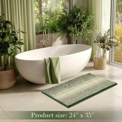 BSICPRO Large Bathroom Rugs, 24x36 Chenille Bath Mats, Sage Green