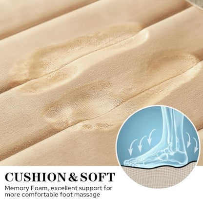 BYSURE Beige Memory Foam Bathroom Rug Set 3 Piece, Non Slip Extra Soft Absorbent Bath Mats, Machine Washable & Dry Toilet Mat Sets for Bathroom Floor | Non Slip Extra Soft Absorbent Machine Washable Toilet Bath Toilet Mat for Shower, for Bathroom