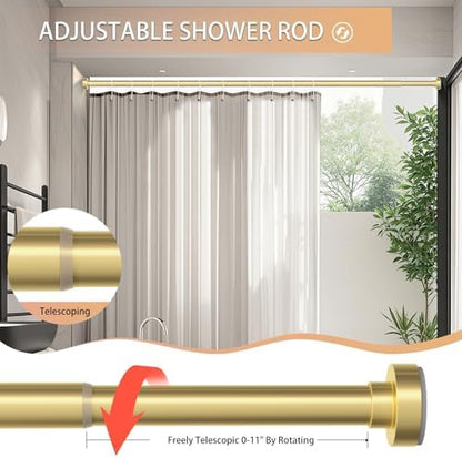 Gold Shower Curtain Rod 34-96 Inch (2.8-8ft) Adjustable Shower Rod