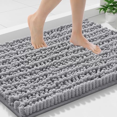Smiry Bathroom Rugs 30X18, Extra Soft Rubber Backing Chenille Bath Mats