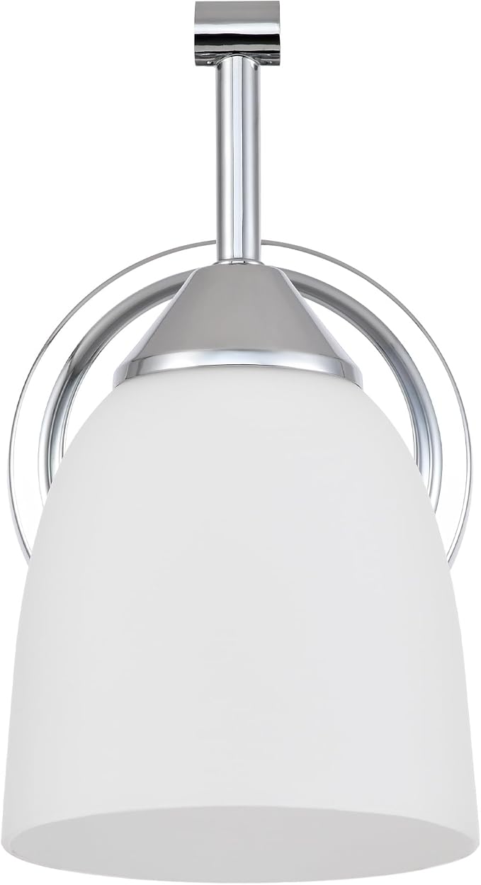 Traditional 1-Light Indoor Chrome Wall Sconce with Frosted Glass Bathroom Bedroom Hallway, 9.6" H x 5.5" W, Chrome