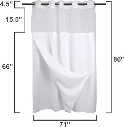 RiverDream Heavyweight Waffle No Hook Shower Curtain with Liner,White,71x86 | Dotted Waffle,Snap-in Liner,Heavy Duty,Quick Dry,Mesh Top Window,With Bottom Magnets,Hotel-Grade,Washable,Extra Long Size
