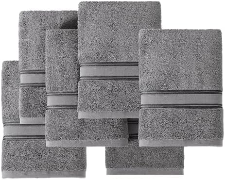 LANE LINEN Luxury Bath Towels Set of 6 (24" x 48") - 100% Cotton, Quick Dry, Soft Bathroom Towels - Cool Grey